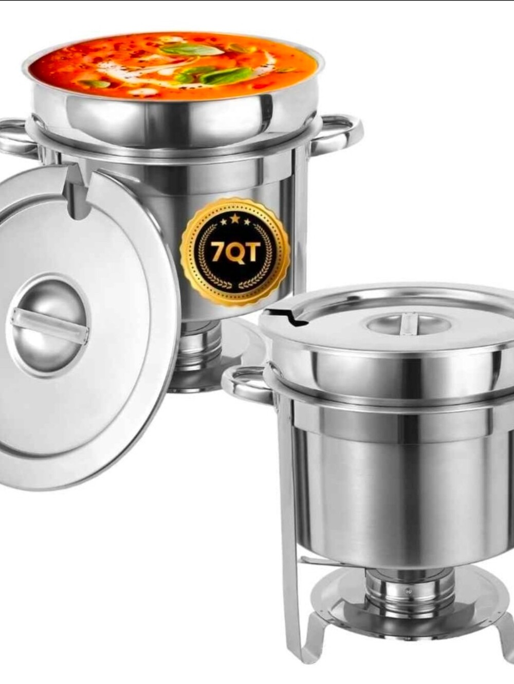 1 Pc Stainless Steel 7QT Soup Kettle Chafer with Lid – Party Silver